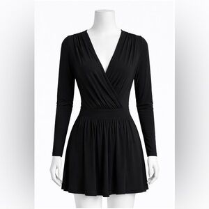 Young Fabulous & Broke Black Long Sleeve Wrap Mini Dress XS (Fits Small) - NWT